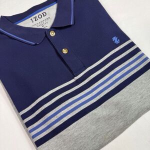 IZOD Advantage Performance Stretch Polo Men’s XL Navy Gray Blue‎ Chest Stripe